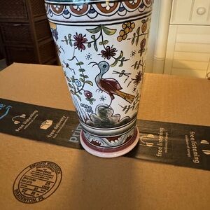 Coimbra pottery small vase. Great design with muted colors.